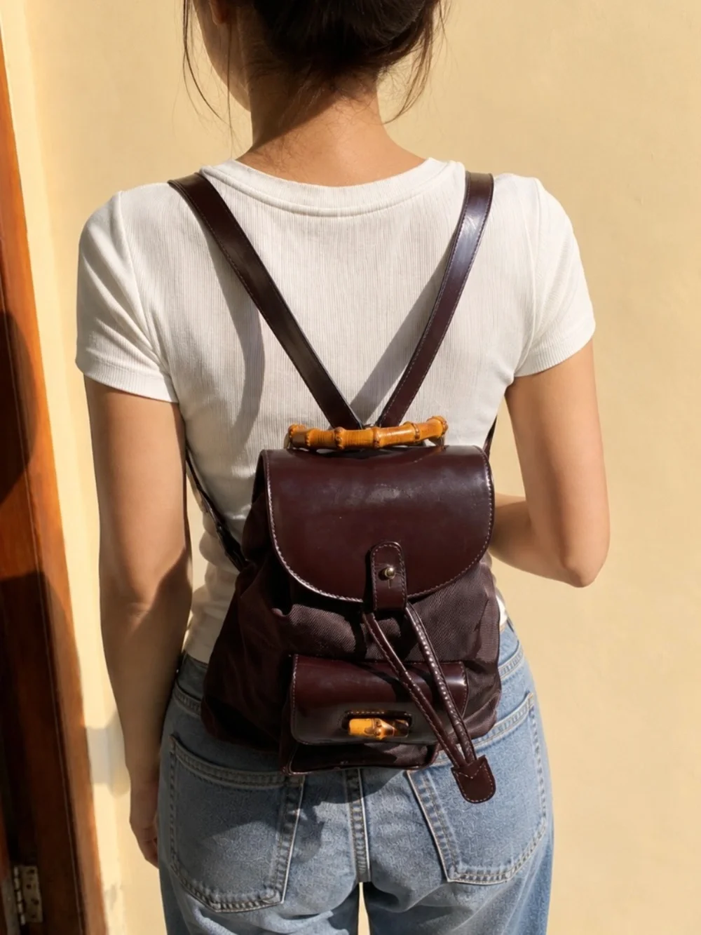Gucci Bamboo mini Backpack Nylon/Leather